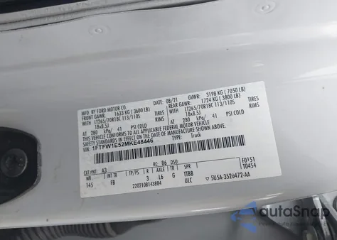 2021 Ford F-150 Xlt from USA, damaged, VIN 1FTFW1E52MKE48446